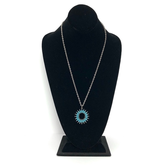 Vintage Turquoise Silver Necklace - Picture 2 of 5